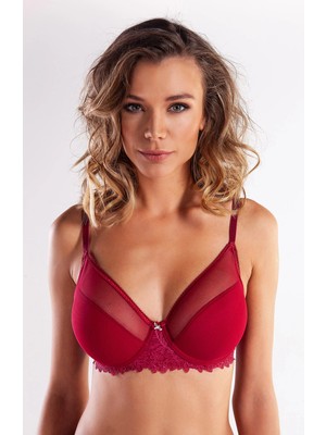 Beruflic Golshan Gapara Big Size Plunge Bra, Şarap Rengi Konforlu ve Şık Sütyen