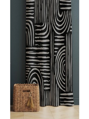 Alamodecor Iskandinav Model Rengi Geometrik Etnik Desenli Baskılı Fon Perde ( Fon Perde)