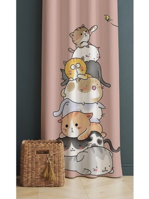 Alamodecor Çocuk Odası & Bebek Odası Fon Perdesi Tek Kanat