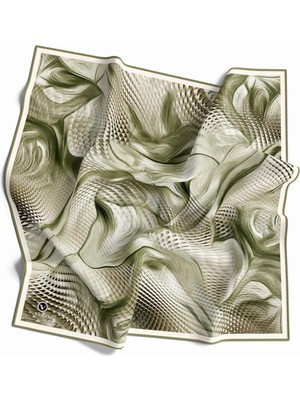 Violla Twill Geometrik ve Dalga Desenli Mint Yeşili Renkli 90X90 Eşarp (Ipek Içermez) Dikim Şekli : El Dikişi