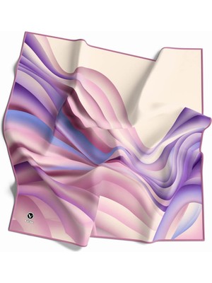 Violla Kristal Geometrik Desenli Pembe Renkli 90X90 Eşarp (Ipek Içermez) Kenar Dikiş Şekli El Dikişli