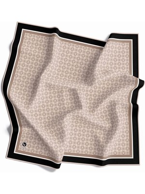 Violla Twill V Desenli Bej Renkli 90X90 Eşarp (Ipek Içermez) Dikim Şekli : El Dikişi