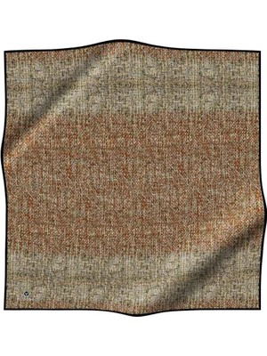 Vissona %100 Twill Ipek Dokulu Desen Kahverengi - Fıstık Yeşili Renkli 90X90 Eşarp Kenar Dikiş Şekli El Dikişli