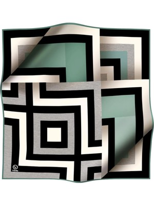 Violla Twill Geometrik Desenli Mint Yeşiliı Renkli 90X90 Eşarp (Ipek Içermez) Dikim Şekli : El Dikişi