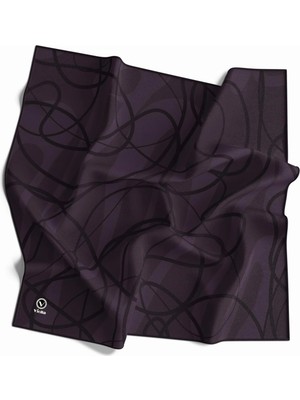 Violla Twill Karışık Çizgi Desenli Mürdüm Renkli 90X90 Eşarp (Ipek Içermez) Kenar Dikiş Şekli El Dikişli