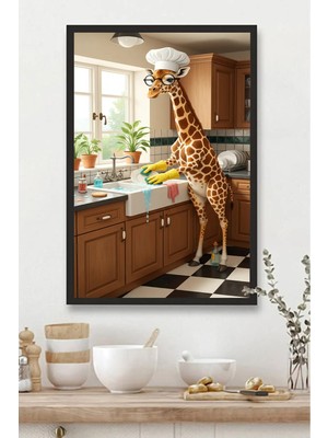 Mutfak Tablosu Mdf Tablo Mutfak Için Bulaşık Yıkayan Zürafa Deseni |mtfkmdf