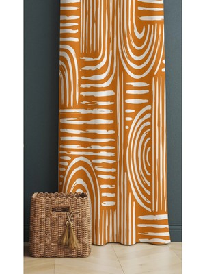 Alamodecor Iskandinav Model Rengi Geometrik Etnik Desenli Baskılı Fon Perde ( Fon Perde)