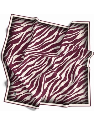 Violla Kristal Zebra Desenli Krem - Mürdüm Renkli 90X90 Eşarp (Ipek Içermez) Dikim Şekli : El Dikişi