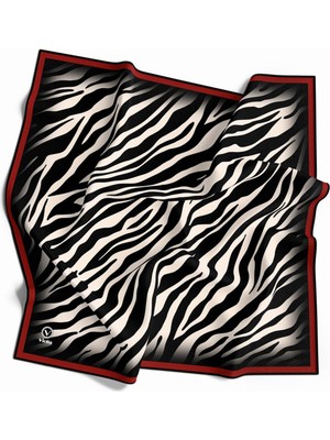 Violla Twill Zebra Desenli Kırmızı Renkli 90X90 Eşarp (Ipek Içermez) Dikim Şekli : El Dikişi