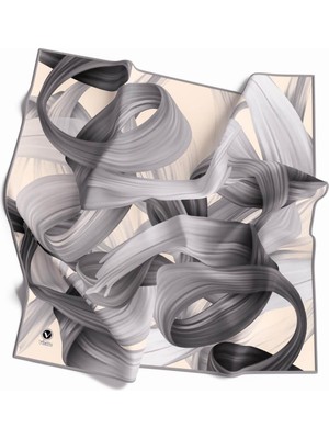 Violla Kristal Helezon Desenli Gri Renkli 90X90 Eşarp (Ipek Içermez) Dikim Şekli : El Dikişi