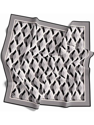 Violla Kristal Geometrik Desenli Gri Renkli 90X90 Eşarp (Ipek Içermez) Dikim Şekli : El Dikişi