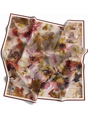 Violla Rayon Çiçek Desenli Bordo Renkli 90X90 Eşarp (Ipek Içermez) Dikim Şekli : El Dikişi