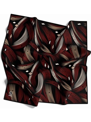 Violla Rayon Geometrik Çizgili Desenli Bordo Renkli 90X90 Eşarp (Ipek Içermez) Kenar Dikiş Şekli El Dikişli