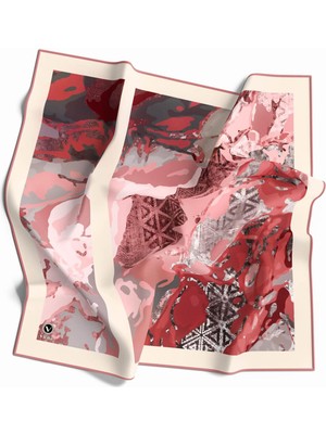 Violla Twill Etnik ve Batik Desenli Pudra Renkli 90X90 Eşarp (Ipek Içermez) Dikim Şekli : El Dikişi