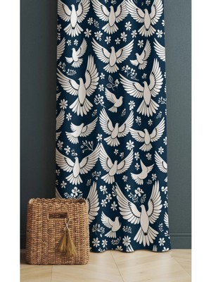 Alamodecor Uçan Kuş Model Tek Kanat Genç Odası Fon Perde