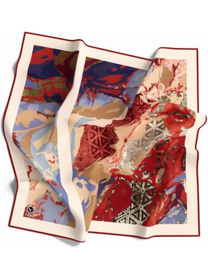 Violla Kristal Batikli ve Etnik Desenli Bordo Renkli 90X90 Eşarp (Ipek Içermez) Kenar Dikiş Şekli El Dikişli
