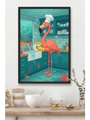 Mutfak Tablosu Mdf Tablo Mutfak Için Bulaşık Yıkayan Flamingo-01 Deseni |mtfkmdf