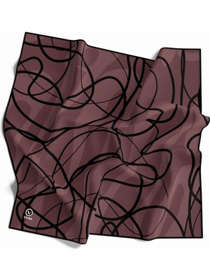 Violla Twill Karışık Çizgi Desenli Pudra Renkli 90X90 Eşarp (Ipek Içermez) Kenar Dikiş Şekli El Dikişli