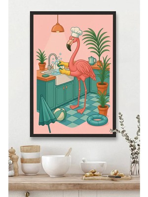 Mutfak Tablosu Mdf Tablo Mutfak Için Bulaşık Yıkayan Flamingo-02 Deseni |mtfkmdf