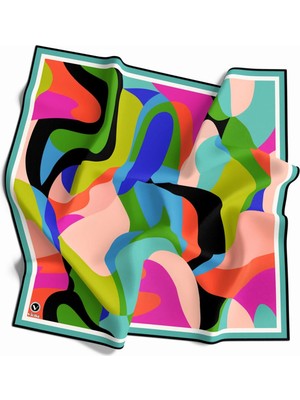 Violla Twill Sulu Boyalı Çiçek Desenli Mint Yeşili Renkli 90X90 Eşarp (Ipek Içermez) Dikim Şekli : El Dikişi