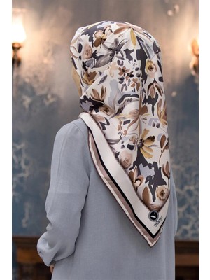 Violla Rayon Çiçek Desenli Taş Renkli 90X90 Dikim Şekli : El Dikişi Eşarp (Ipek Içermez)