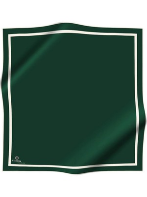 Vissona 100% Twill Ipek Düz Renk Bordür Zümrüt Yeşili - Krem Renkli Daha Tok Exclusive Serisi 90X90 Dikim Şekli : El Dikişi Eşarp
