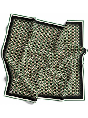 Violla Twill Çıtır Desenli Petrol Yeşili Renkli 90X90 Eşarp (Ipek Içermez) Kenar Dikiş Şekli El Dikişli