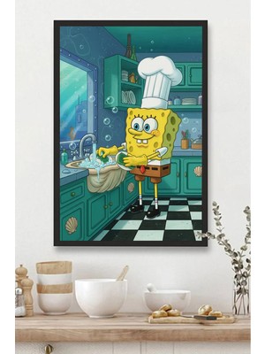 Mutfak Tablosu Mdf Tablo Mutfak Için Bulaşık Yıkayan Sungerbob Deseni |mtfkmdf