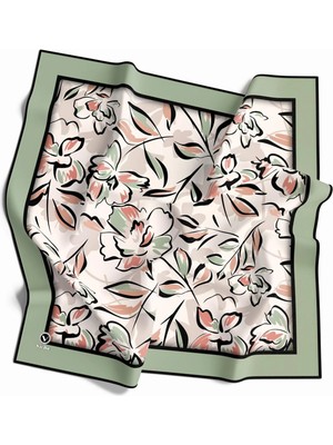 Violla Rayon Bordürlü Çiçek Desenli Koyu Mint Yeşili Renkli 90X90 Dikim Şekli : El Dikişi Eşarp (Ipek Içermez)