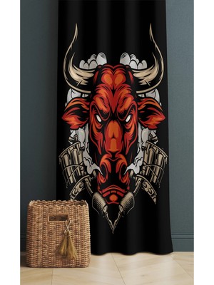 Alamodecor Boğa Model Tek Kanat Genç Odası Fon Perde