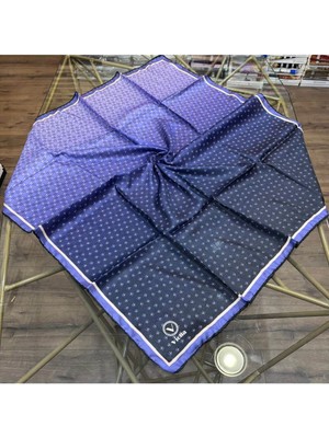 Violla Kristal Minik Motifli ve Degrade Desenli Bebe Mavisi Renkli 90X90 Eşarp (Ipek Içermez) Kenar Dikiş Şekli El Dikişli