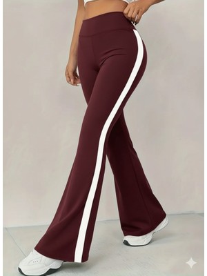 İlk El Grup Ieg™ Kadın Yüksek Bel Ispanyol Paçalı Yanlardan Şerit Detaylı Dalgıç Tayt Pantolon