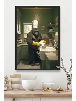 Mutfak Tablosu Mdf Tablo Mutfak Için Bulaşık Yıkayan Goril Deseni |mtfkmdf