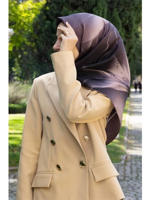 Vissona %100 Twill Ipek Çiçek Desenli Vizon Renkli 90X90 Eşarp Dikim Şekli : El Dikişi