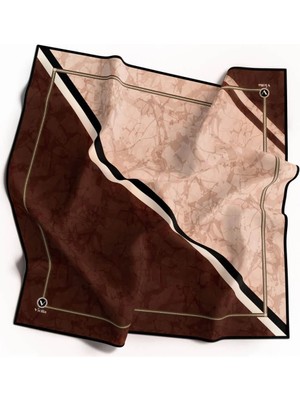 Violla Kristal Geometrik Desenli Taba Renkli 90X90 Eşarp (Ipek Içermez) Kenar Dikiş Şekli El Dikişli