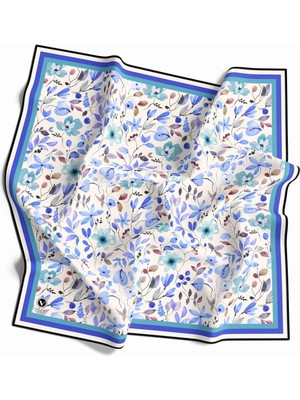 Violla Kristal Bahar Çiçekleri Desenli Saks Renkli 90X90 Eşarp (Ipek Içermez) Kenar Dikiş Şekli El Dikişli