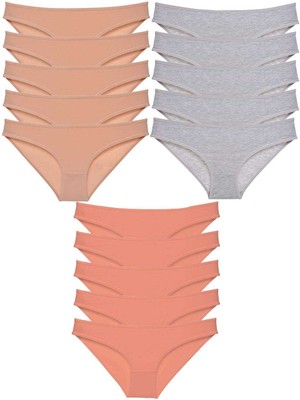 İsmiyle Al 15 Adet Süper Eko Set Likralı Kadın Slip Külot Ten Gri Pudra