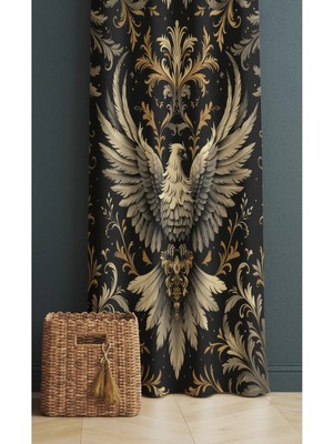 Alamodecor Antik Kartal Model Vintage Tek Kanat Genç Odası Fon Perde