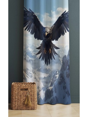 Alamodecor Gökyüzü Kartal Model Tek Kanat Genç Odası Fon Perde