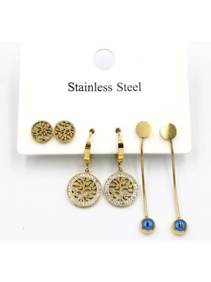 İsmiyle Al 6'lı Set Küpe - Altın