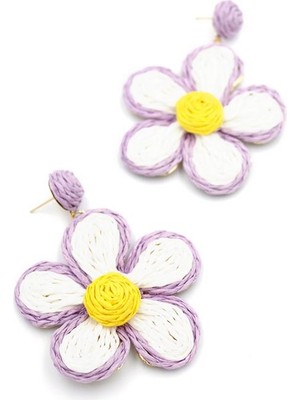 İsmiyle Al Kumaş Papatya Küpe - Mor