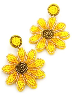 İsmiyle Al Çiçek Küpe - Sarı