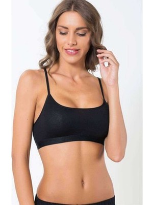 İsmiyle Al Elite Life Kadın Ince Askılı Dikişsiz Siyah Büstiyer 851