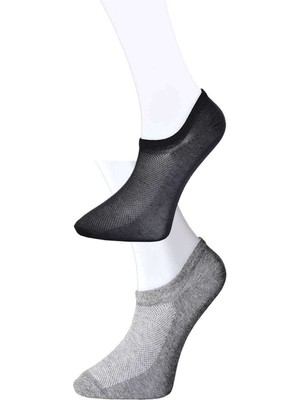 İsmiyle Al Siyah ve Gri Erkek Görünmez Çorap 9 Çift