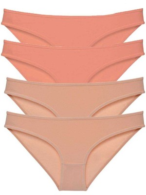 İsmiyle Al 4 Adet Süper Eko Set Likralı Kadın Slip Külot Pudra Ten
