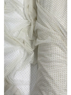 İsmiyle Al Yağmur Damlası Simli Abiye Elbise Şallık Tül Kumaş Ekru 12