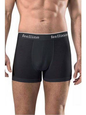 İsmiyle Al 8 Adet Feelline Siyah ve Gri Pamuklu Doğal Likralı Erkek Boxer