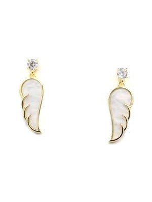 İsmiyle Al Gümüş Iğneli Melek Kanadı Küpe - Altın