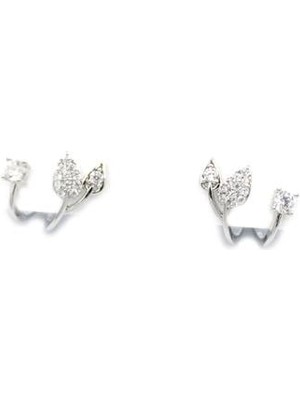 İsmiyle Al Gümüş Iğneli Yaprak Küpe - Gümüş