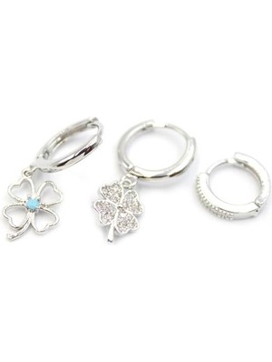 İsmiyle Al 3'lü Yonca Küpe - Gümüş